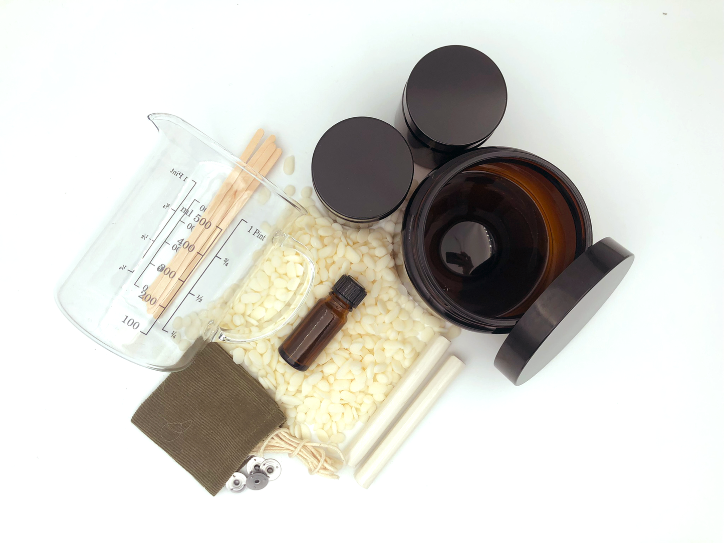 LARGE | DIY eco (geur)kaars in amberkleurige potten (1x500ml & 2x120ml)