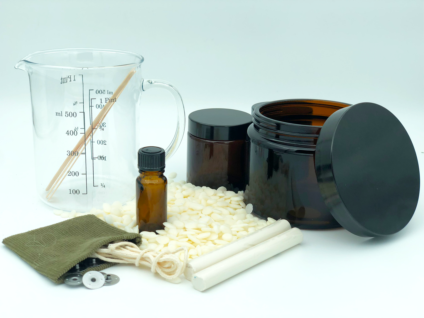LARGE | DIY eco (geur)kaars in amberkleurige potten (1x500ml & 2x120ml)